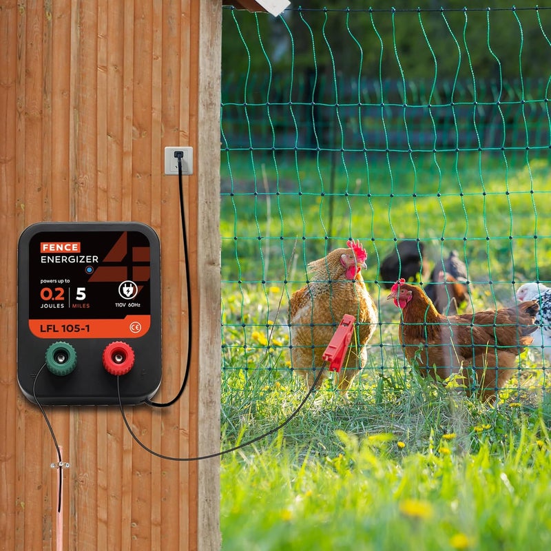 L-FENCE LYDITE FENCE Store Electric Fence Charger, 5 Mile 20 Acres Electric Fence Energizer, 0.2 Joule Ac Powered Output Voltage 5100v, for Preventing Wild Animals Intruding Great for Poultry, Pets and Gardens - Image 4